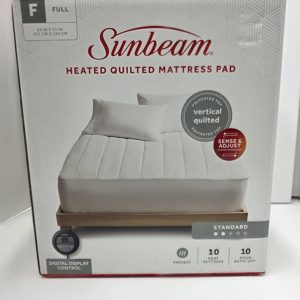 Sunbeam Heated Quilted Mattress Pad in White